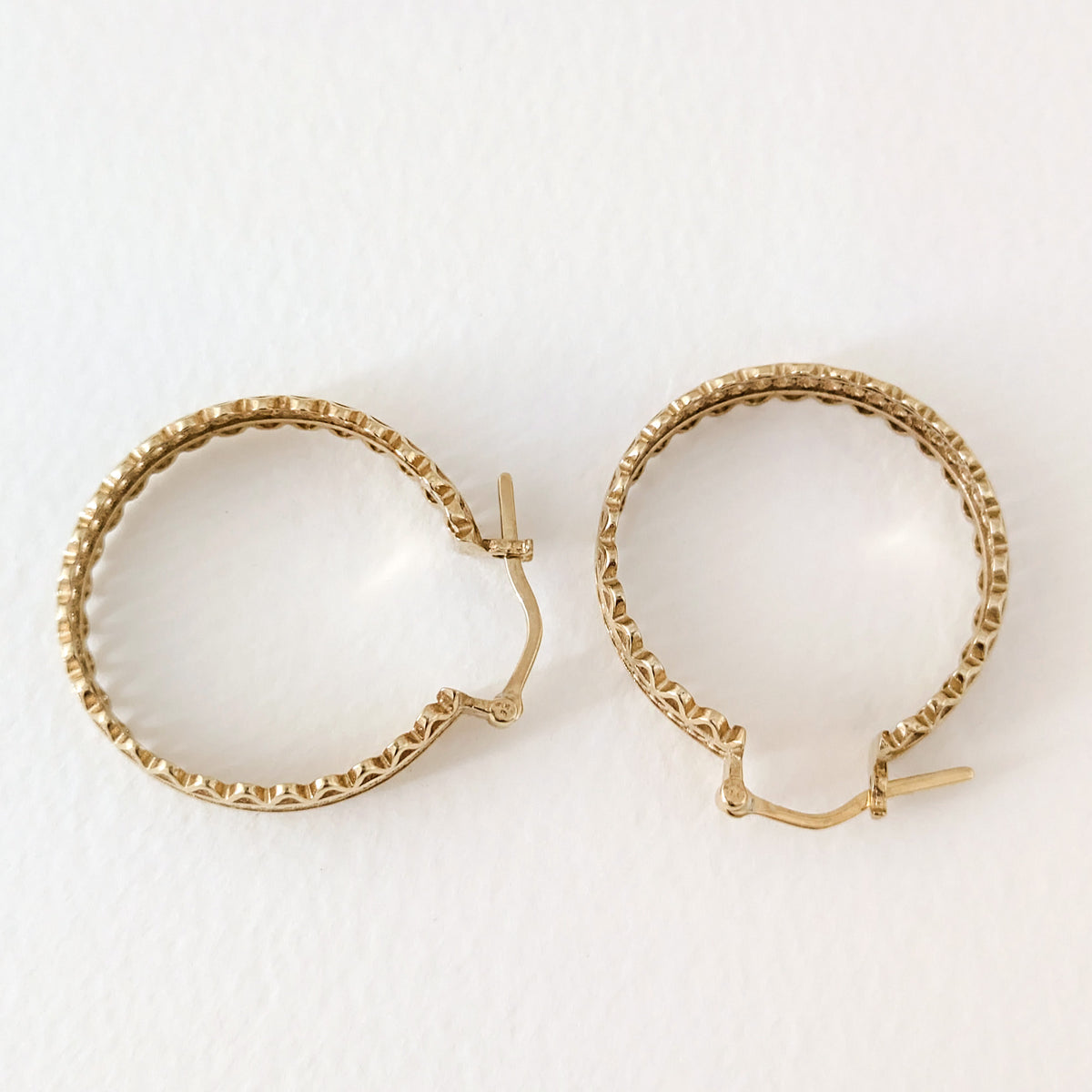 Ornate Filigree Hoop Earrings with Wavy Openwork Detail