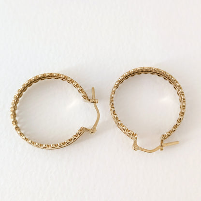 Ornate Filigree Hoop Earrings with Wavy Openwork Detail