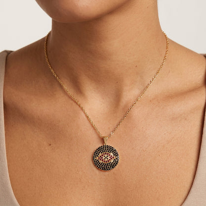 Evil Eye Pendant with Black Spinel and Garnet