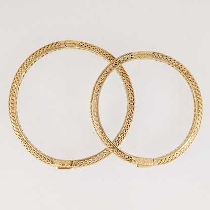 Filigree Hinged Bangle Bracelet with Click Top Easy Clasp