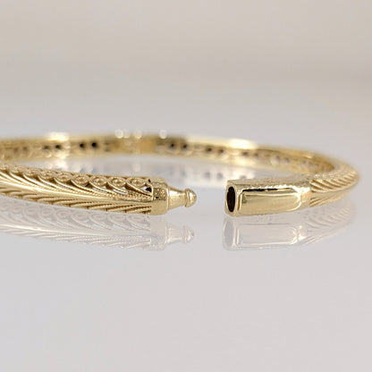 Filigree Hinged Bangle Bracelet with Click Top Easy Clasp