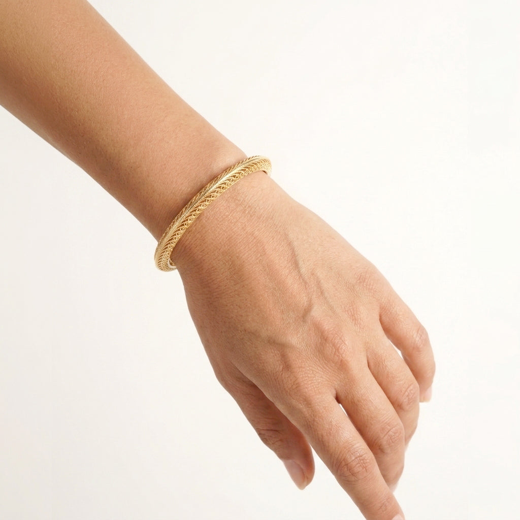 Filigree Hinged Bangle Bracelet