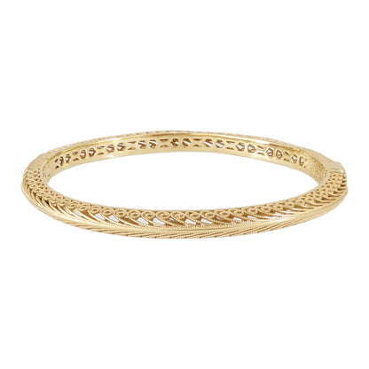 Filigree Hinged Bangle Bracelet with Click Top Easy Clasp