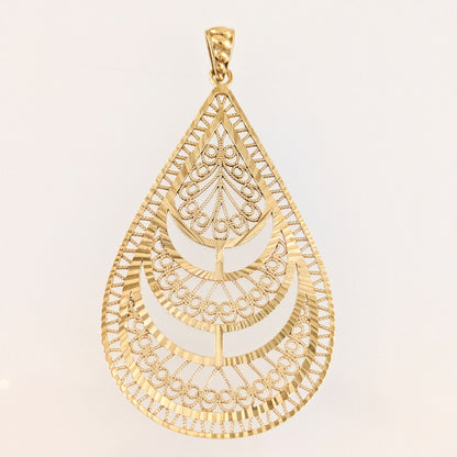 Teardrop Filigree Pendant with Layered Openwork Design