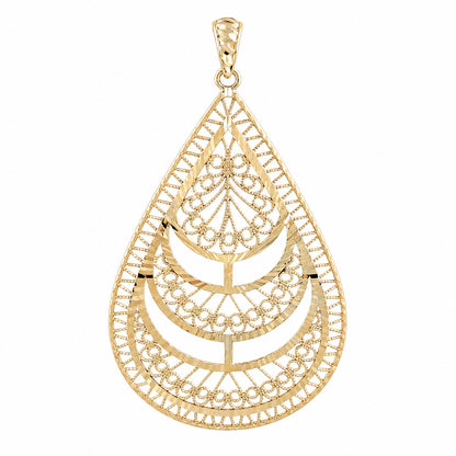 Teardrop Filigree Pendant with Layered Openwork Design