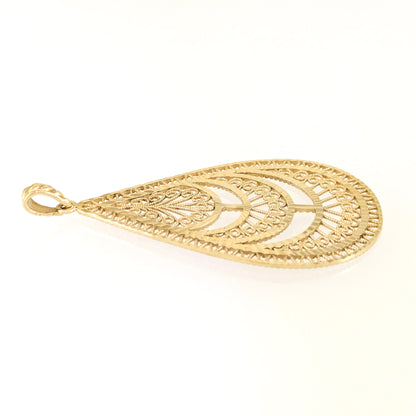 Teardrop Filigree Pendant with Layered Openwork Design