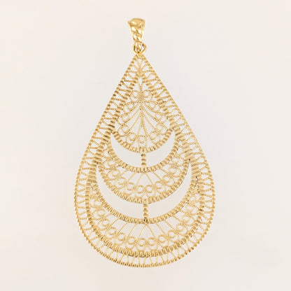 Teardrop Filigree Pendant with Layered Openwork Design