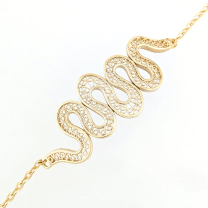 Serpentine Wave Filigree Bracelet with Openwork Design
