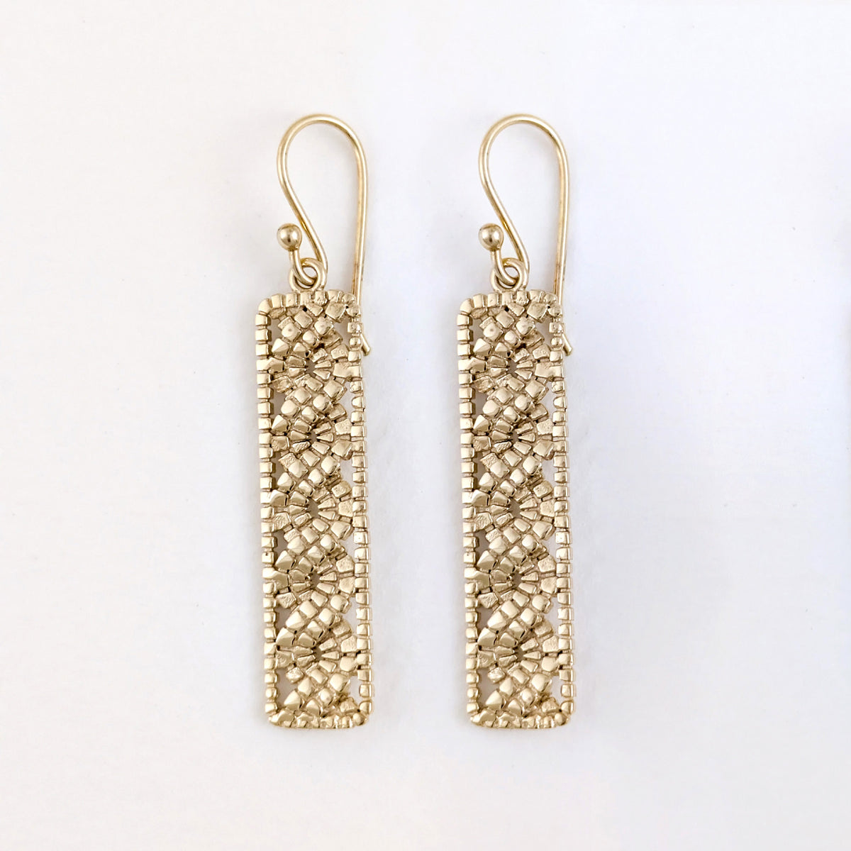 Textured Openwork Rectangular Drop Earrings