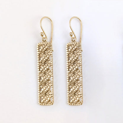 Textured Openwork Rectangular Drop Earrings