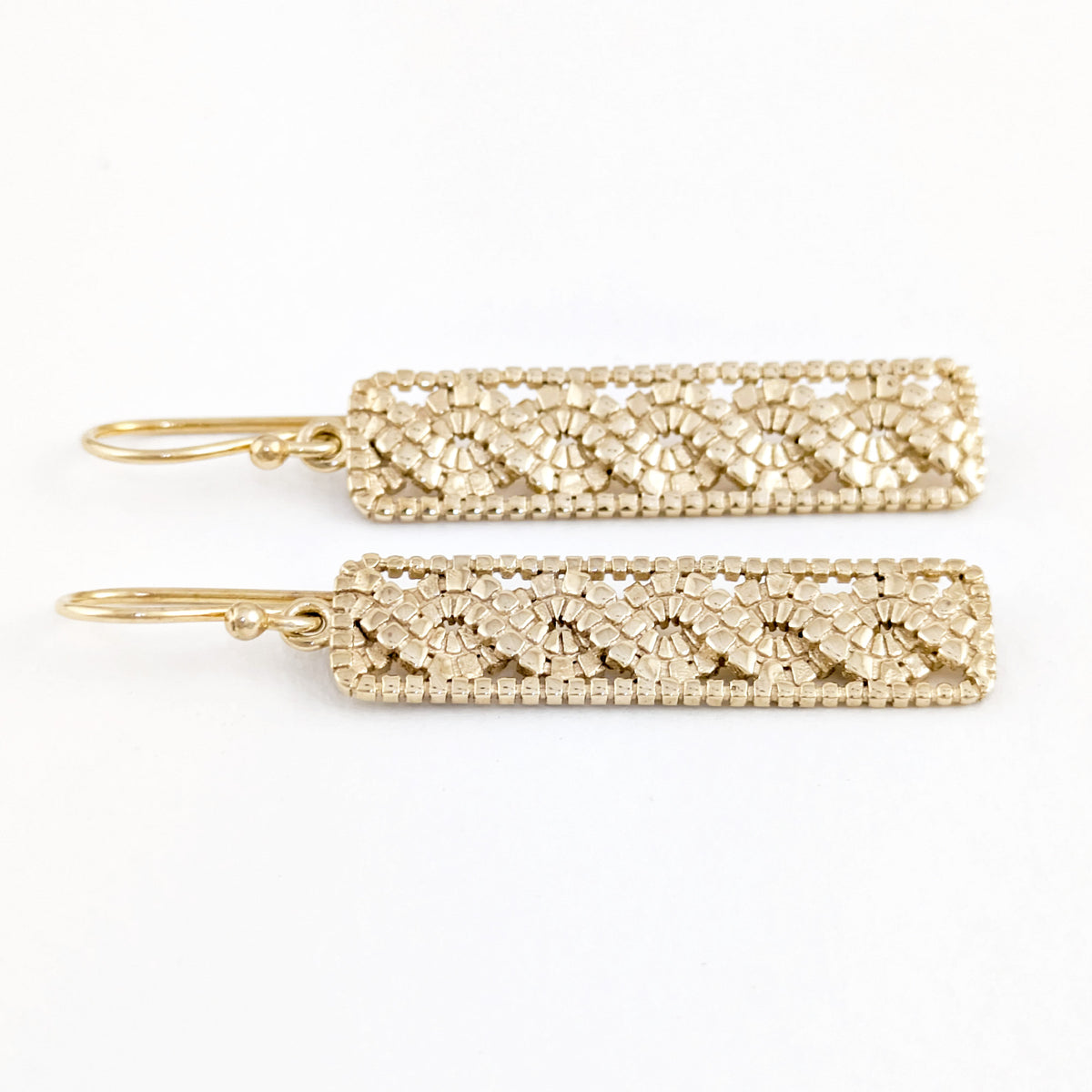 Textured Openwork Rectangular Drop Earrings