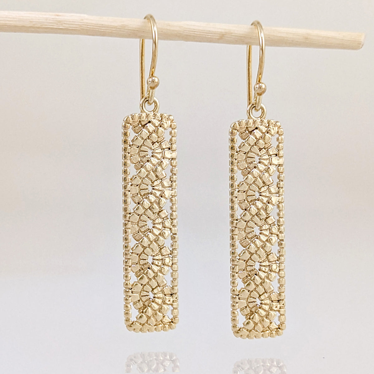 Textured Openwork Rectangular Drop Earrings