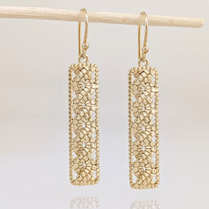 Textured Openwork Rectangular Drop Earrings
