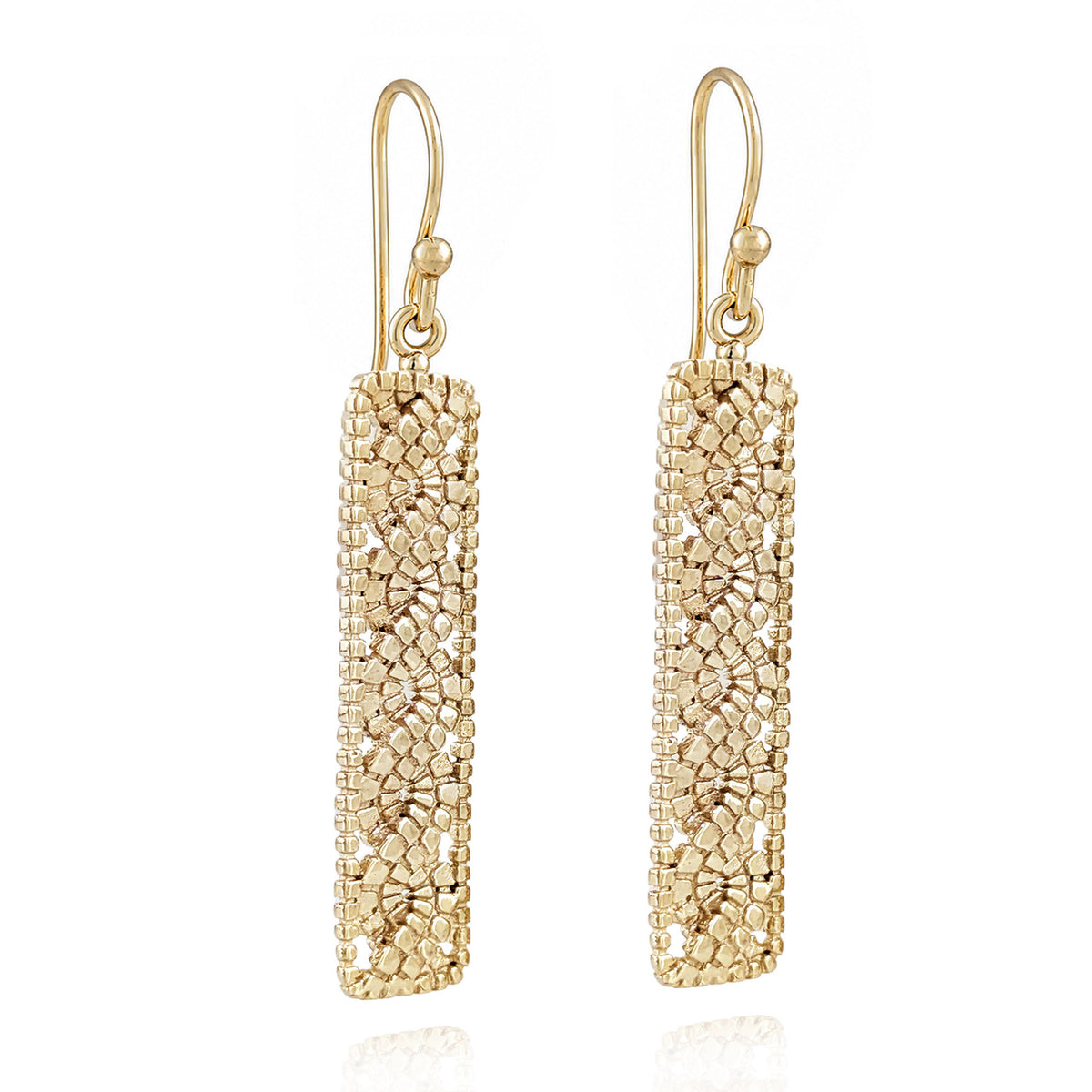 Textured Openwork Rectangular Drop Earrings