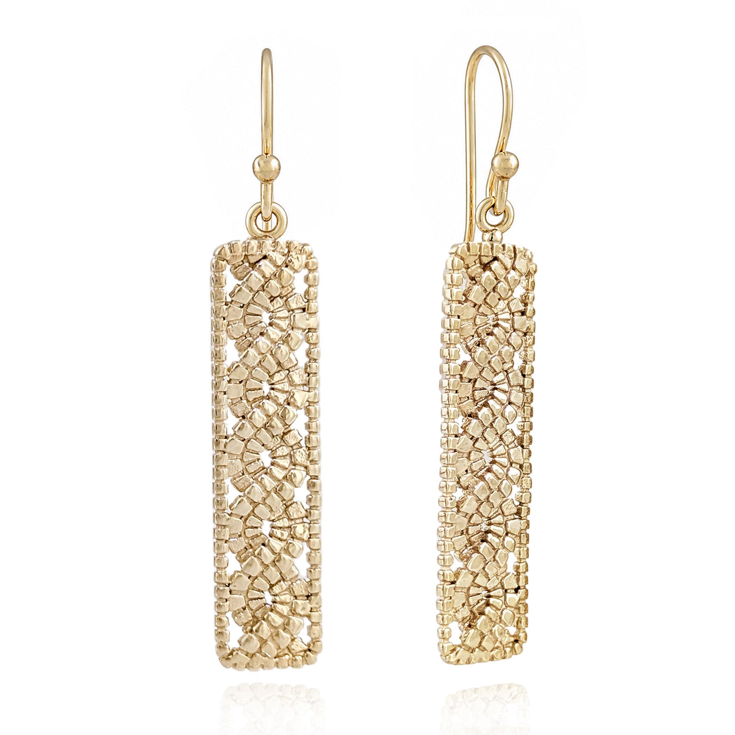 Textured Openwork Rectangular Drop Earrings