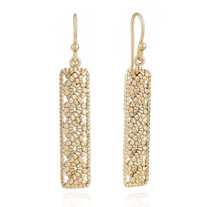 Textured Openwork Rectangular Drop Earrings