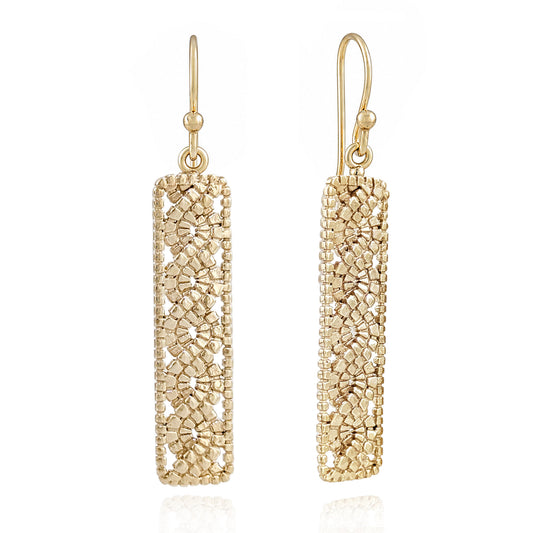 Textured Openwork Rectangular Drop Earrings