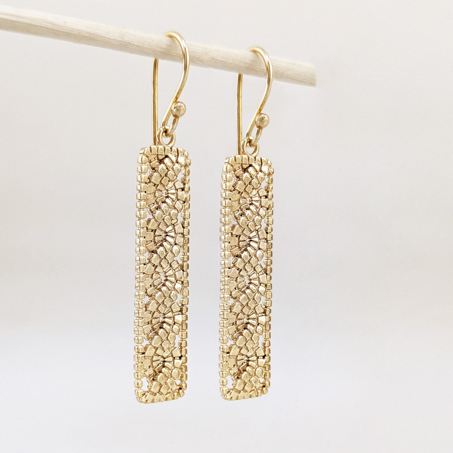 Textured Openwork Rectangular Drop Earrings