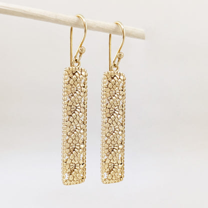 Textured Openwork Rectangular Drop Earrings