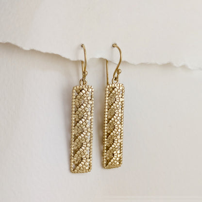 Textured Openwork Rectangular Drop Earrings