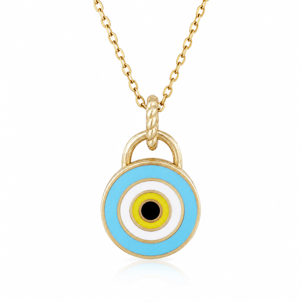 Round Gold Plated Evil Eye Multicolored Enamel Evil Eye Pendant