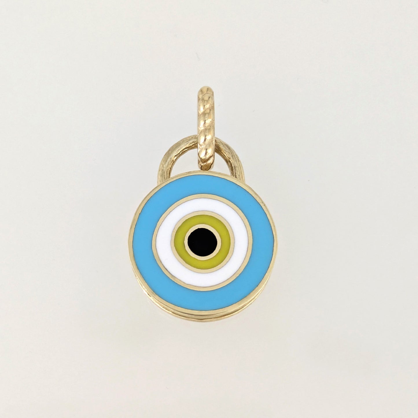 Round Gold Plated Evil Eye Multicolored Enamel Evil Eye Pendant