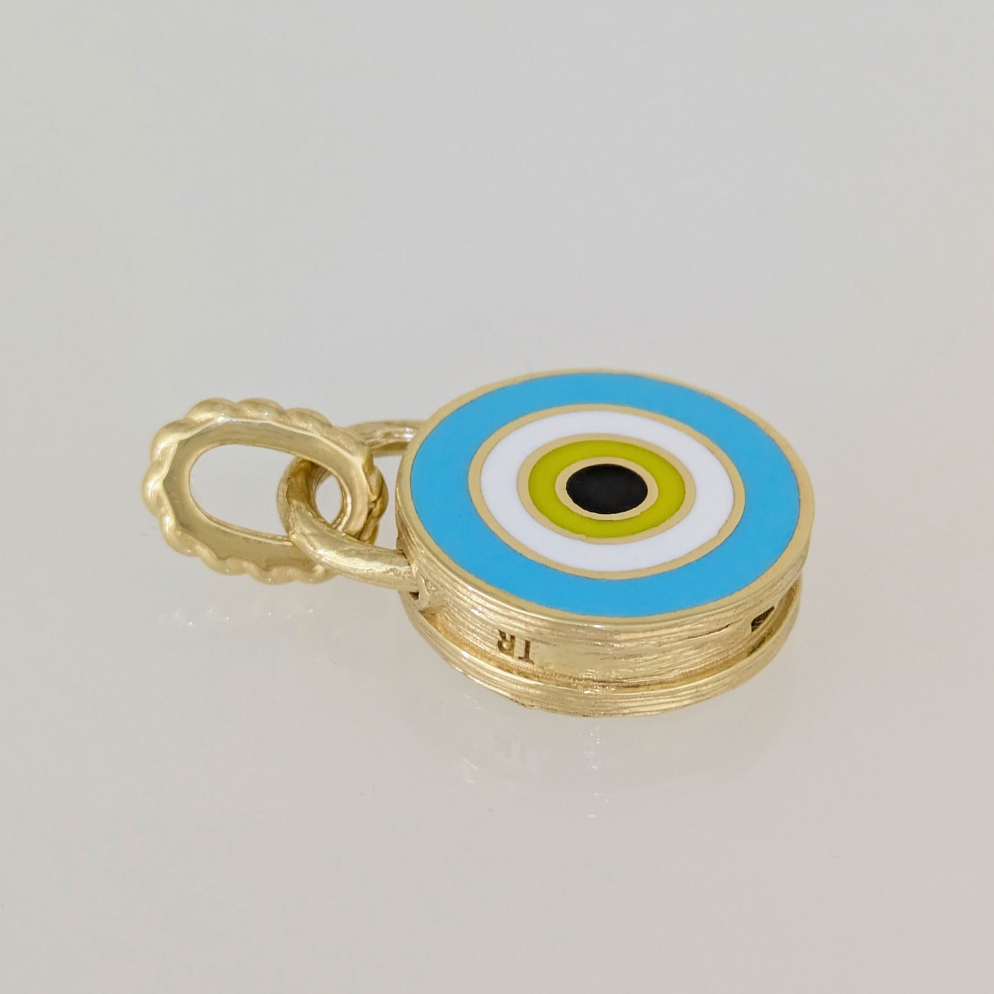 Round Gold Plated Evil Eye Multicolored Enamel Evil Eye Pendant