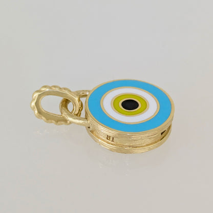 Round Gold Plated Evil Eye Multicolored Enamel Evil Eye Pendant