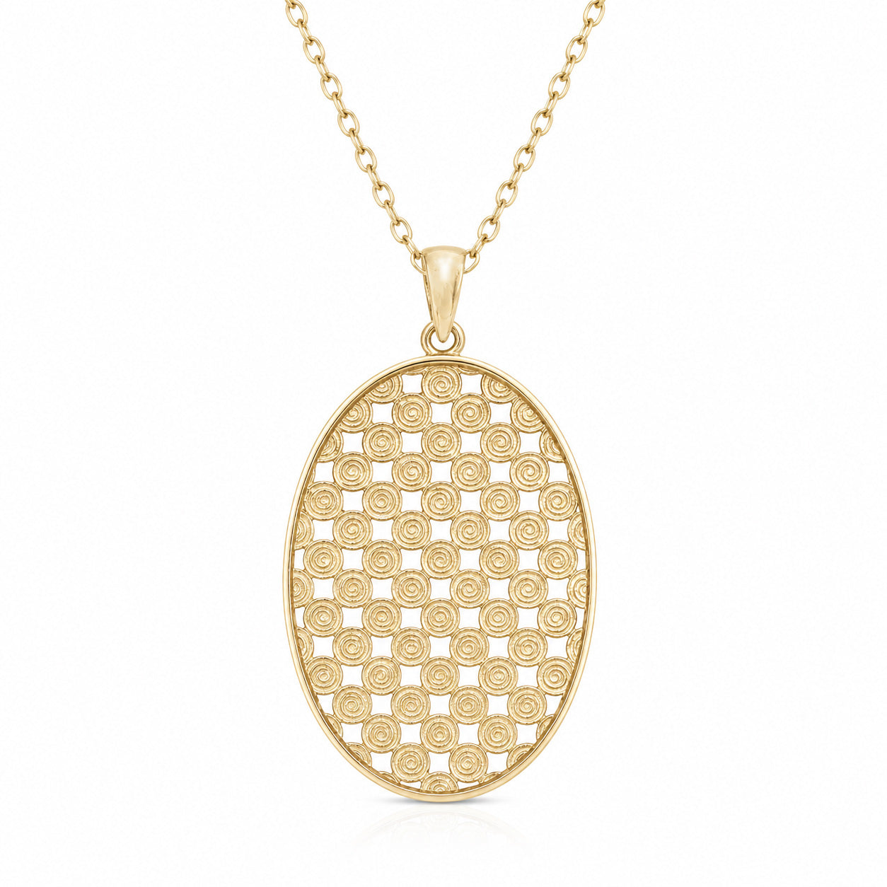 Oval Spiral Filigree Pendant