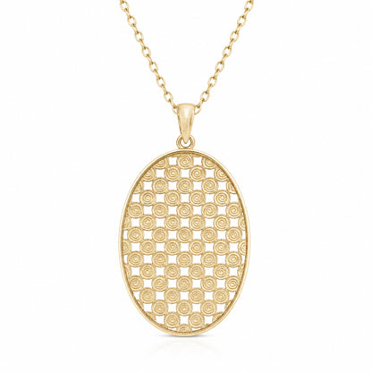 Oval Spiral Filigree Pendant