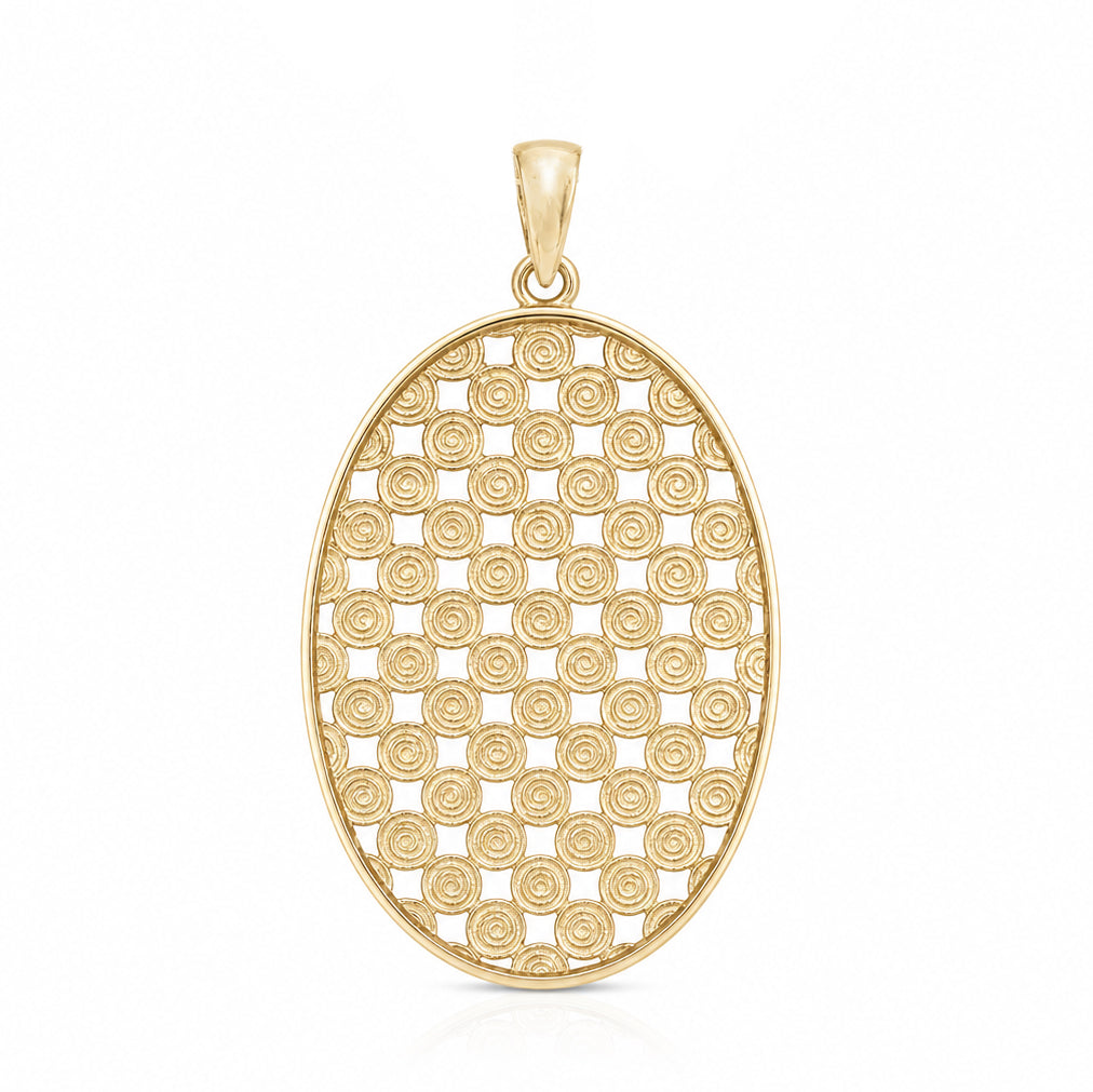 Oval Spiral Filigree Pendant
