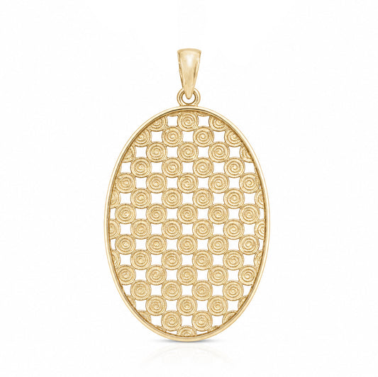 Oval Spiral Filigree Pendant