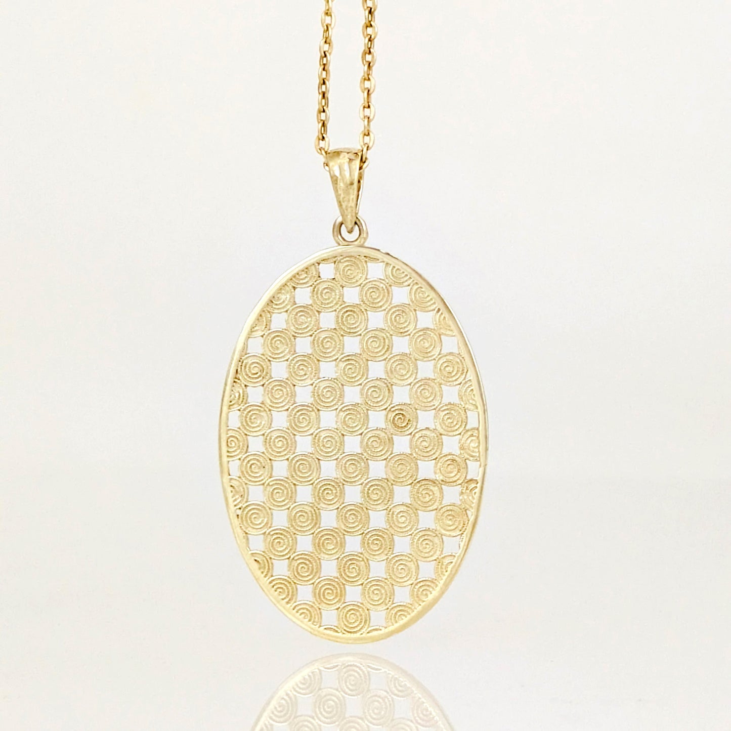Oval Spiral Filigree Pendant