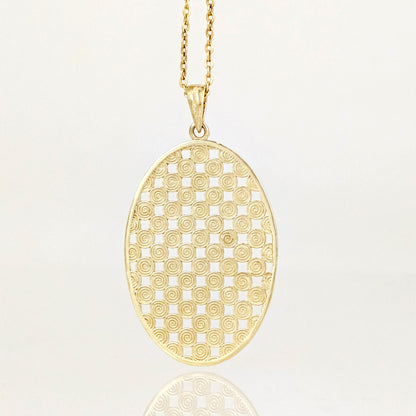 Oval Spiral Filigree Pendant