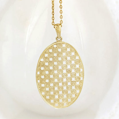 Oval Spiral Filigree Pendant