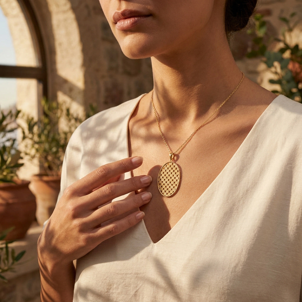 Oval Spiral Filigree Pendant