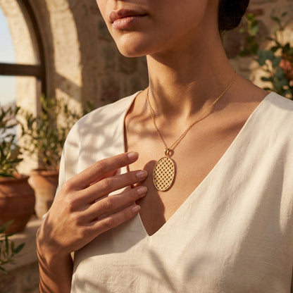 Oval Spiral Filigree Pendant