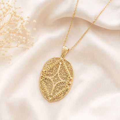 Oval Filigree Statement Pendant