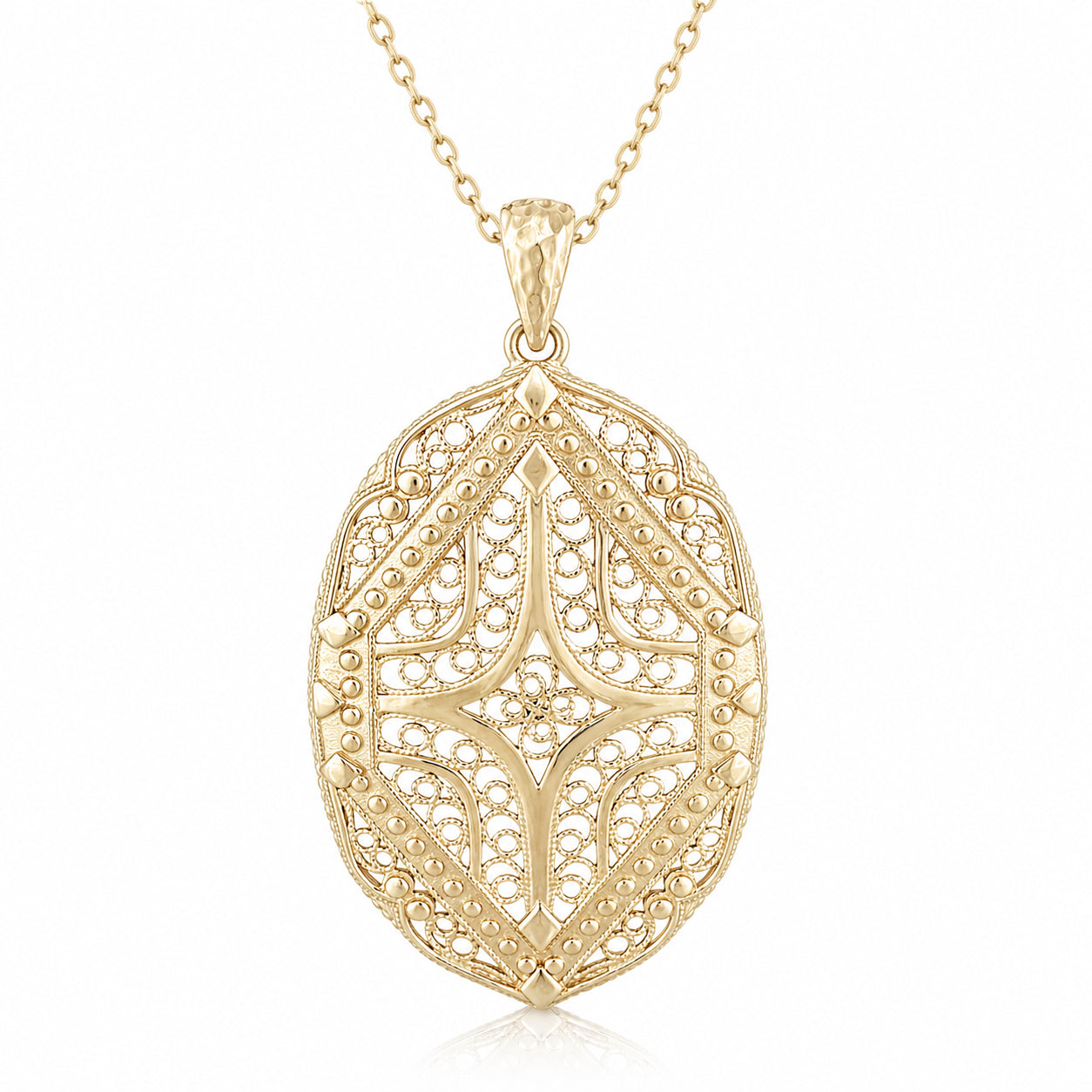 Oval Filigree Statement Pendant