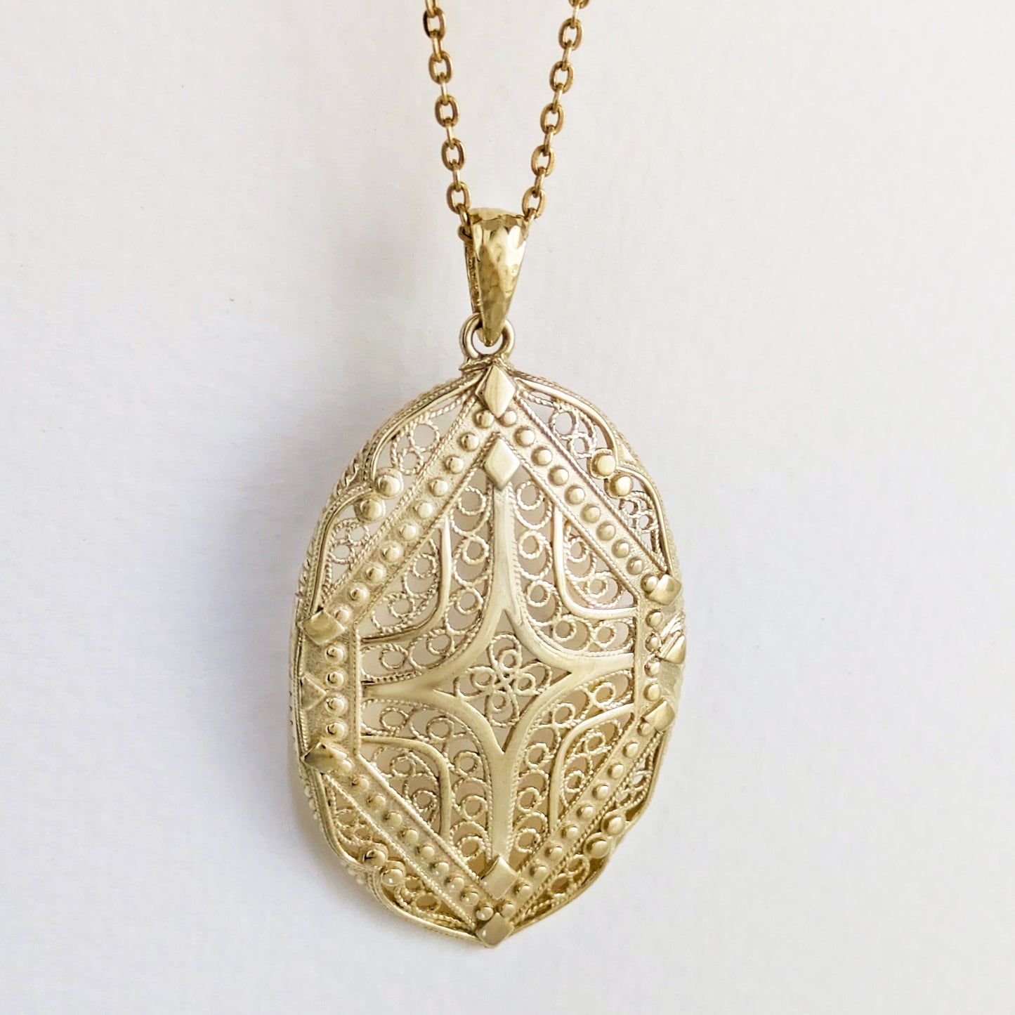 Oval Filigree Statement Pendant