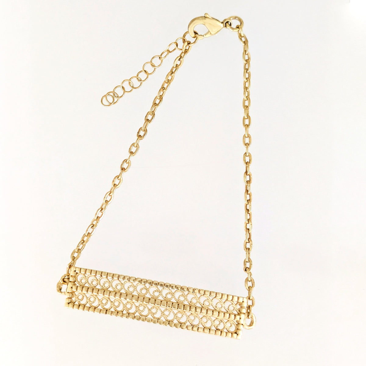 Turkish Motif Rectangular Filigree Bar Bracelet