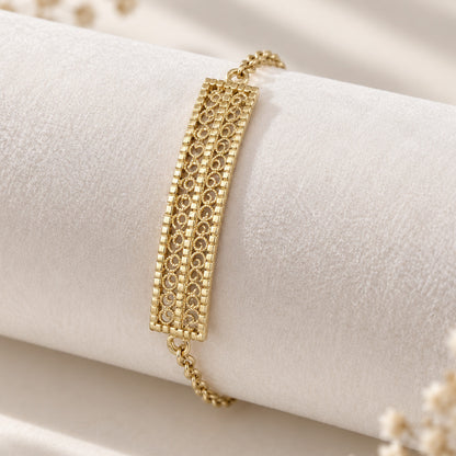 Turkish Motif Rectangular Filigree Bar Bracelet