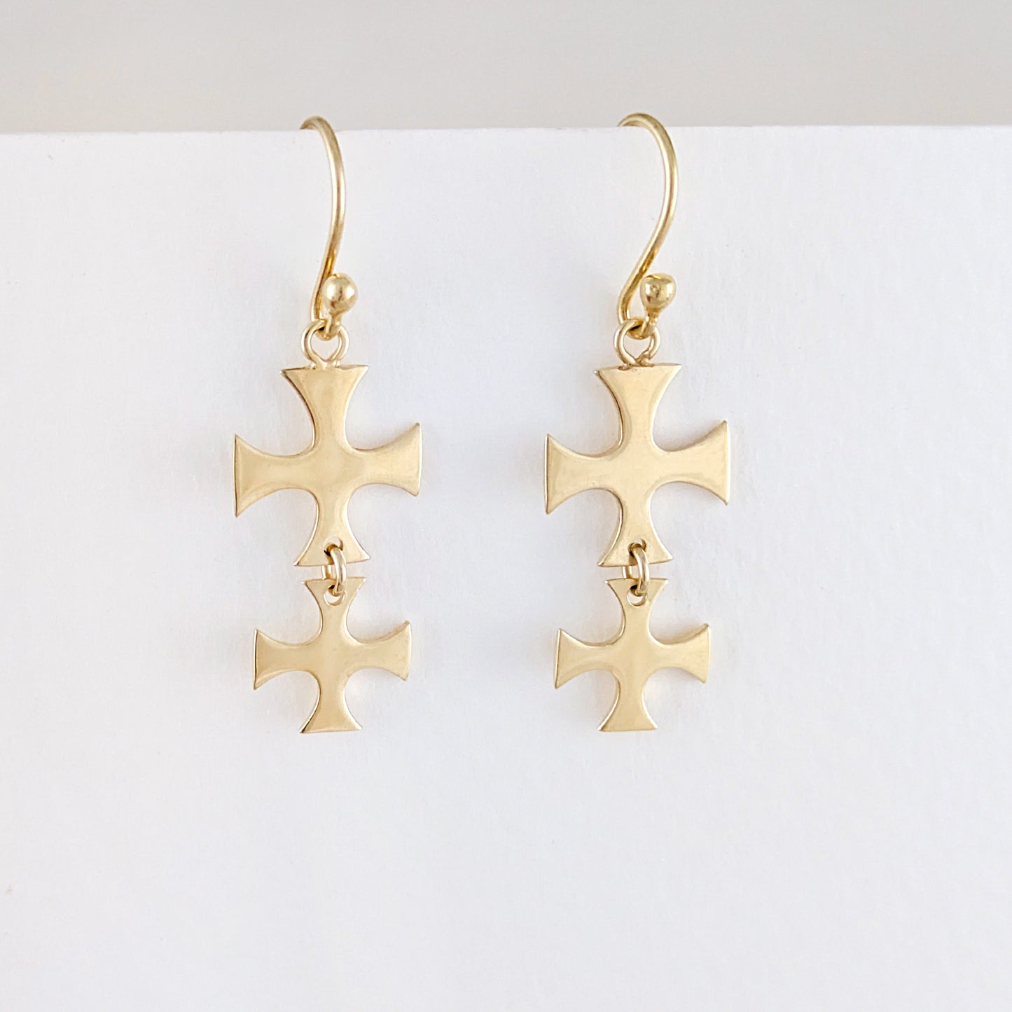 Double Maltese Cross Drop Earrings
