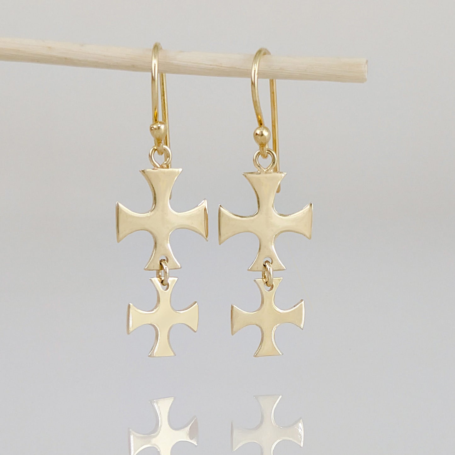Double Maltese Cross Drop Earrings