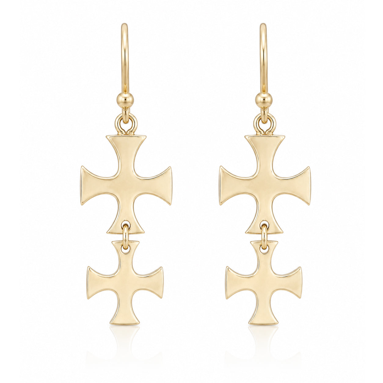 Double Maltese Cross Drop Earrings