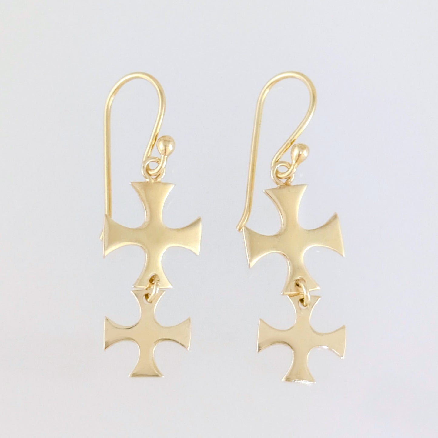 Double Maltese Cross Drop Earrings