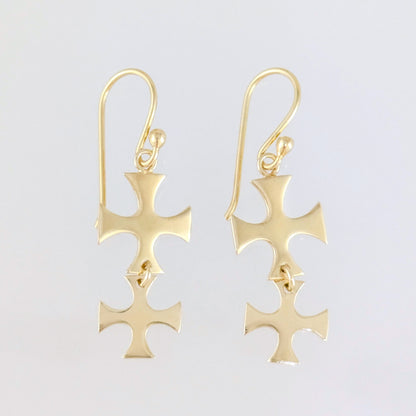 Double Maltese Cross Drop Earrings