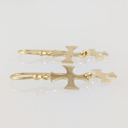 Double Maltese Cross Drop Earrings