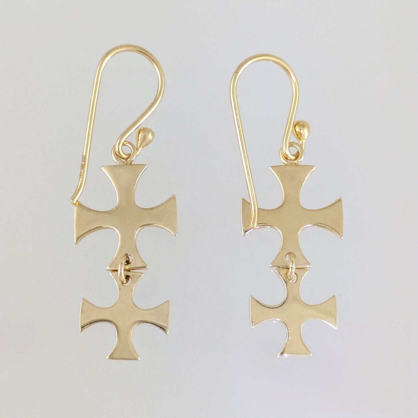 Double Maltese Cross Drop Earrings