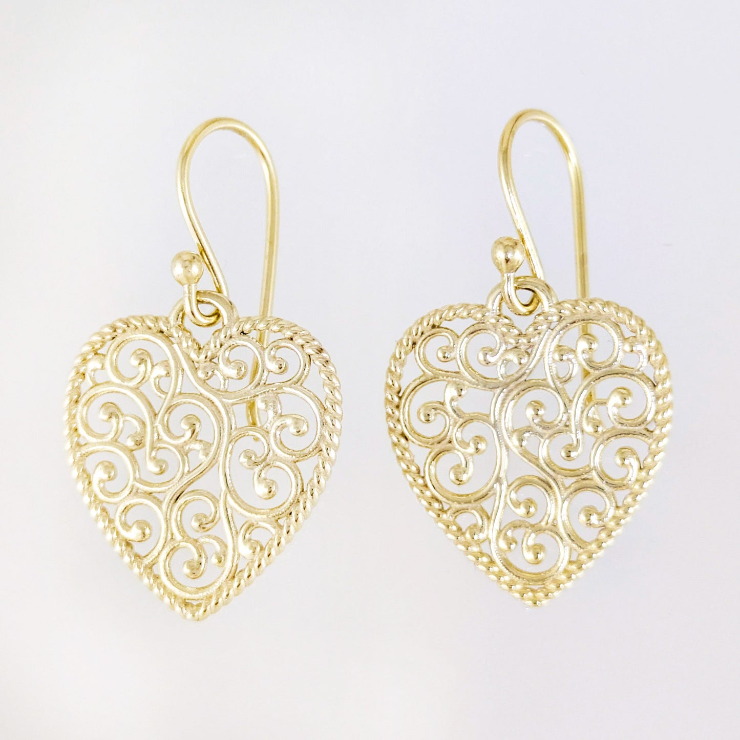Heart Shape Openwork Filigree Drop Earrings
